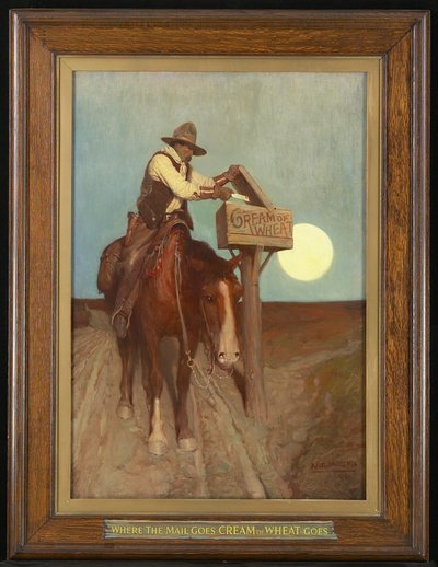 農村部への配達（郵便が行くところ、「小麦のクリーム」が行くところ）、1906 作： Newell Convers Wyeth